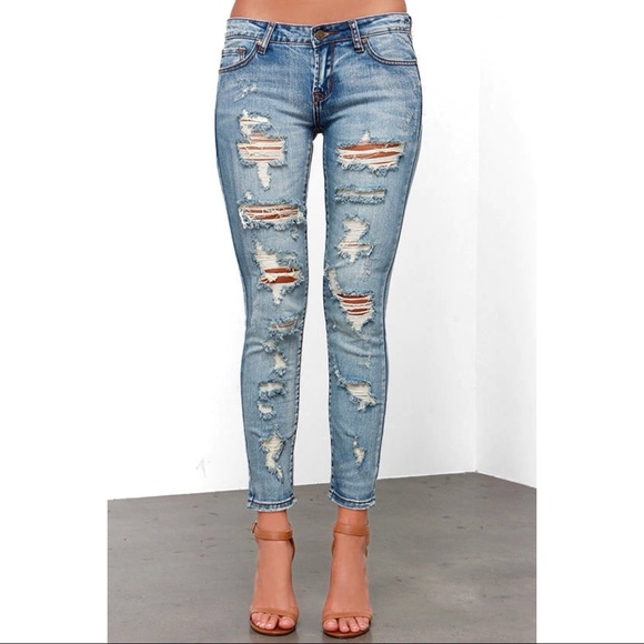 Pistols Arizona Distressed Medium Wash Skinny Jean - Picture 1 of 6